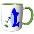 thumbnail image 1 of 3drose, Funny Cool Blue Shark Playing Golf Is Wonderful for Animal Lovers., 11oz Two-tone Green Mug, 1 of 6