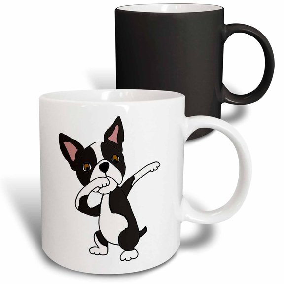 3drose, Funny Cool Boston Terrier Dog Dabbing Dab Dancing, 11oz Magic Transforming Mug