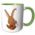 thumbnail image 1 of 3drose, Funny Cool Brown Bunny Rabbit Playing Guitar Cartoon, 11oz Two-tone Green Mug, 1 of 6