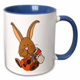 thumbnail image 1 of 3drose, Funny Cool Brown Bunny Rabbit Playing Guitar Cartoon, 15oz Two-tone Blue Mug, 1 of 6