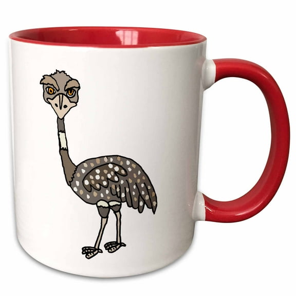 3drose, Funny Cool Camera Hog Emu Bird Cartoon, 15oz Two-tone Red Mug