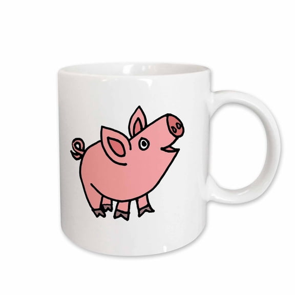 3drose, Funny Cool Funky Pink Pig Cartoon, 11oz Mug