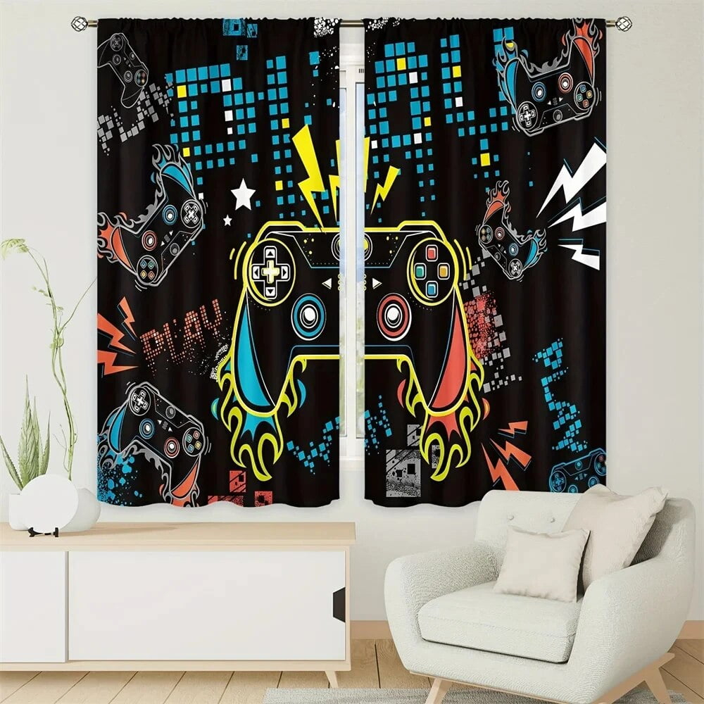 Funny Cool Gamepad Gamer Game Controller Boy Window Curtains Blinds for Living Room Kids Bedroom