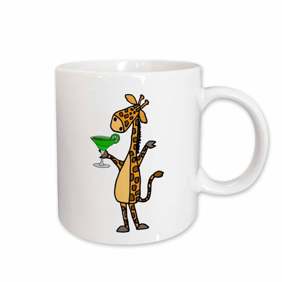 3drose, Funny Cool Giraffe Drinking Margarita Cartoon, 15oz Mug