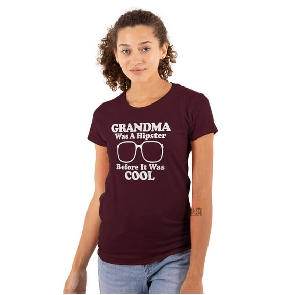 Funny Cool Hipster Grandma Joke Womens Slim Fit Graphic Tee Brisco Brands L
