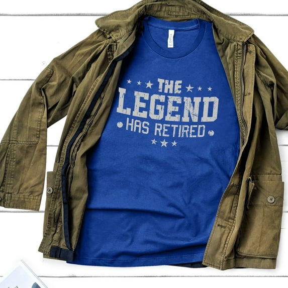 Funny Cool Retired Shirt, Retirement Party T-shirt, The Legend Has Retired T-shirt, Fishing Retired Shirt, Retirement Gift for Coworker (Colors:Heather True Royal; Sizes:M;)