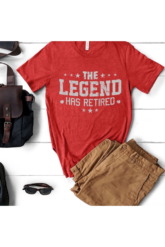 Funny Cool Retired Shirt, Retirement Party T-shirt, The Legend Has Retired T-shirt, Fishing Retired Shirt, Retirement Gift for Coworker (Colors:Heather Red; Sizes:L;)