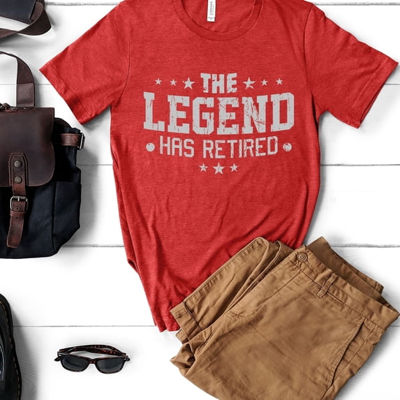 Funny Cool Retired Shirt, Retirement Party T-shirt, The Legend Has Retired T-shirt, Fishing Retired Shirt, Retirement Gift for Coworker (Colors:Heather Red; Sizes:S;)
