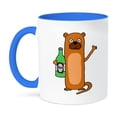 thumbnail image 1 of 3dRose, Funny Cool Sea Otter Drinking Beer Cartoon, 11oz Two-Tone Blue Mug, 1 of 7