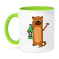 thumbnail image 1 of 3dRose, Funny Cool Sea Otter Drinking Beer Cartoon, 15oz Two-Tone Green Mug, 1 of 7