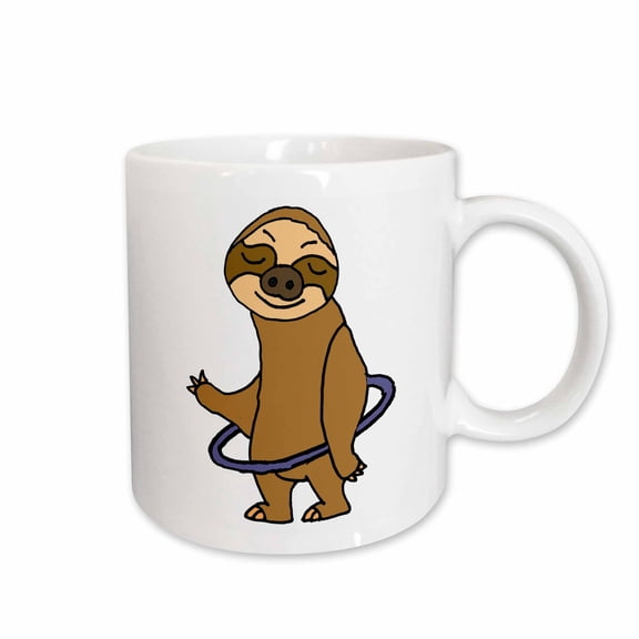 3drose, Funny Cool Sloth Playing Hula Hoop Cartoon, 11oz Mug