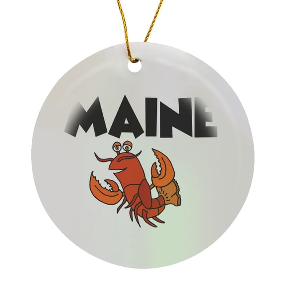 3drose, Funny Cool State of Maine with Lobster Relocation and Travel, Circle Porcelain Ornament