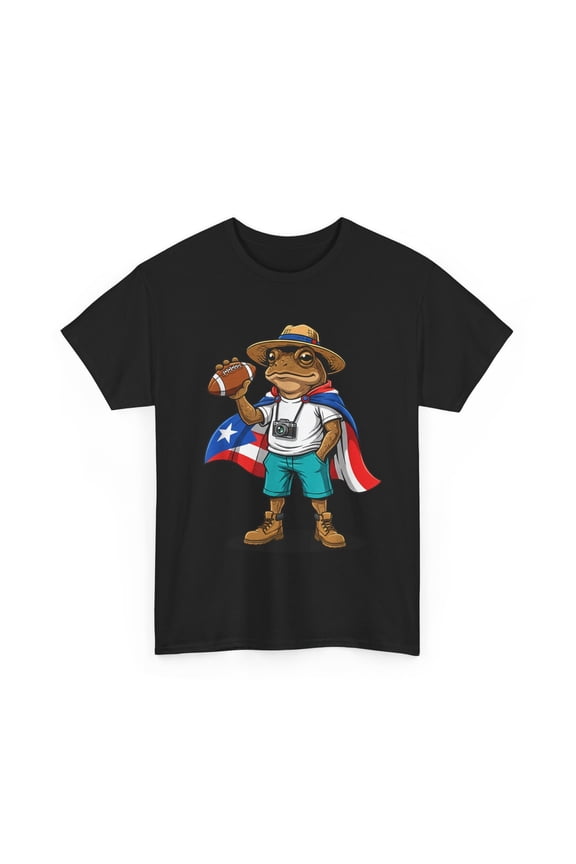Funny Coqui Frog Football Puerto Rico Island Pride T-Shirt