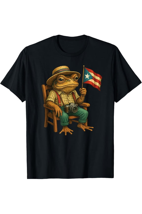 Funny Coqui Frog Puerto Rico Flag Taino Boricua Hispanic Mens T-Shirt