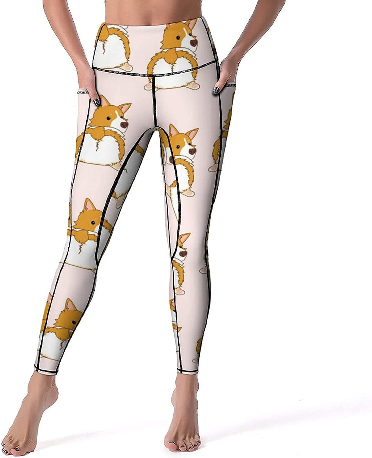 Funny Corgi Dog Butt High Waisted Yoga Pants Workout Leggings with
