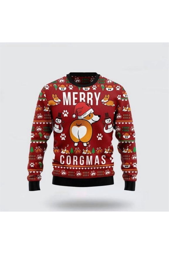 Funny Corgi Dog Merry X-mas Christmas Sweater – Dog Lover Christmas Sweater
