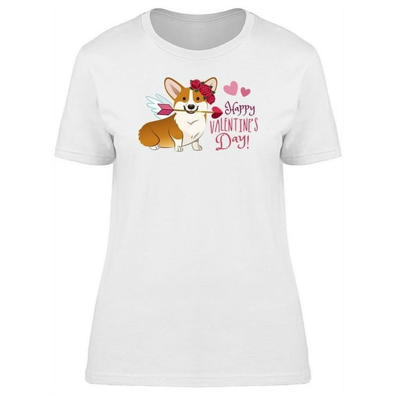 Funny Corgi Dog Valentine T-Shirt Women -Image by Shutterstock, Female Small