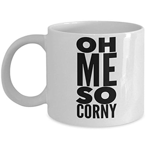 Funny Corn Coffee Mug - "Oh Me So Corny" - 11oz Ceramic Gift for Pun Lovers