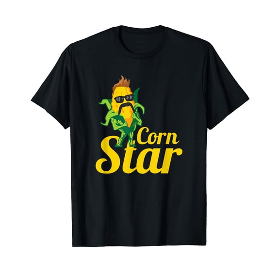 Funny Corn Star Sunglasses Mustache Maize T-Shirt T-Shirt