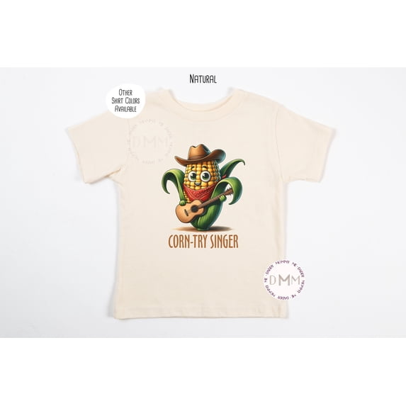 Funny Corn Toddler T-Shirt Corntry Singer Toddler T-Shirt Funny Country Music Toddler T-Shirt Farm Kid Toddler T-Shirt Funny Pun Toddler T-Shirt TODDLER SHORT SLEEVE TEE BELLA CANVAS 3001T