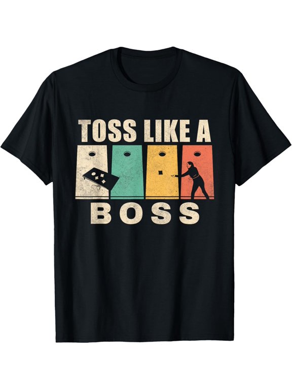 Funny Cornhole Shirt for Men Women Toss Like A Boss Dad T-Shirt