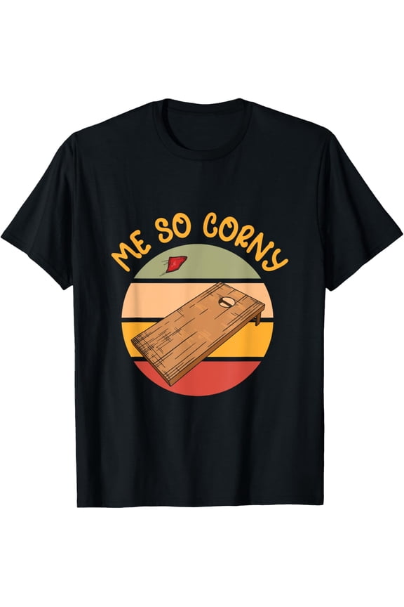 Funny Cornhole T-Shirt Retro Me So Corny Graphic Tee Vintage Bean Bag Toss Apparel for Men and Women Outdoor Game Humor Top