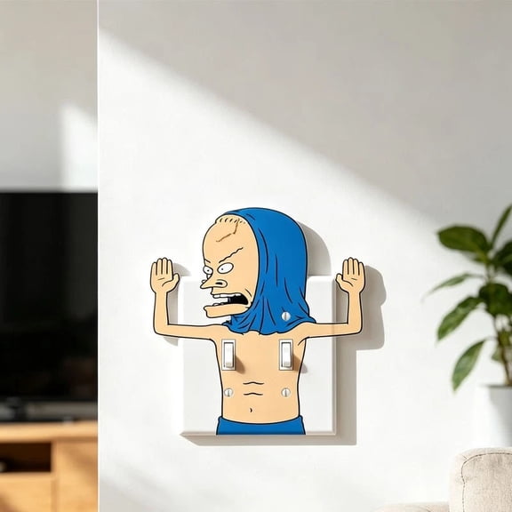 Funny Cornholio 2Gang Double Toggle Light Switch Plate Cover, Novelty Cartoon Character Wall Switch Cover, Fun Home Decor Gag Gift for Bedroom Man Cave Dorm Room