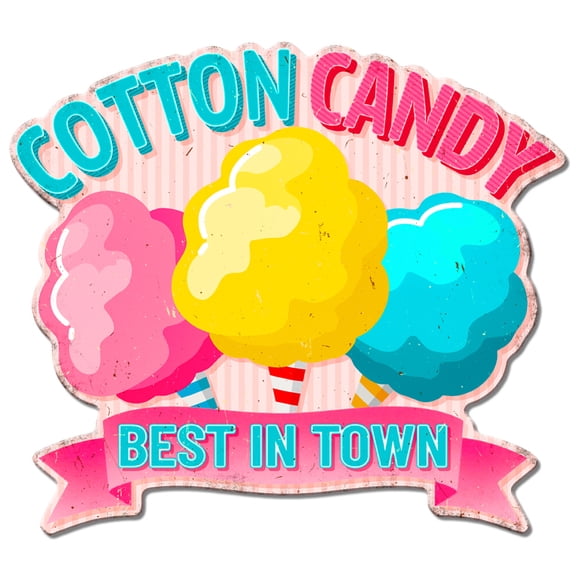 Funny Cotton Candy Vintage Metal Tin Sign Food Snacks Plaque Poster Metal Wall Decorative Tin Signs for Dessert Shops Amusement Parks Fairs Carnivals