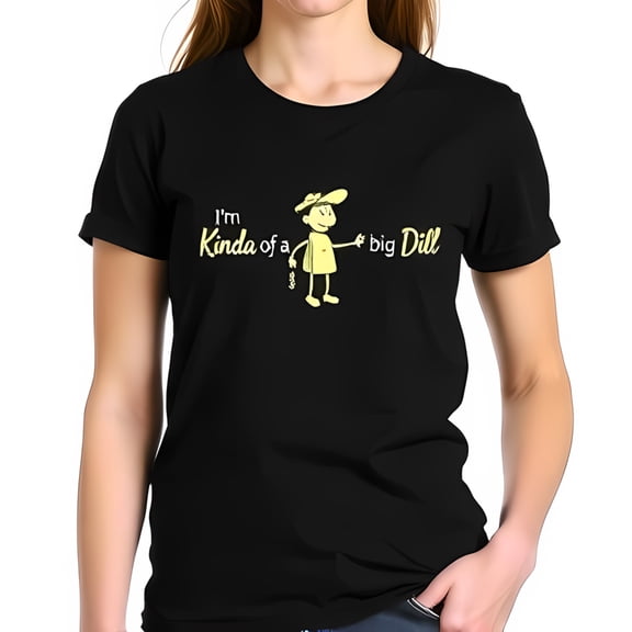 Funny Cotton Short Sleeve T-Shirt - 'I'm Kinda of a Big Dill' with Cheerful Cartoon Design