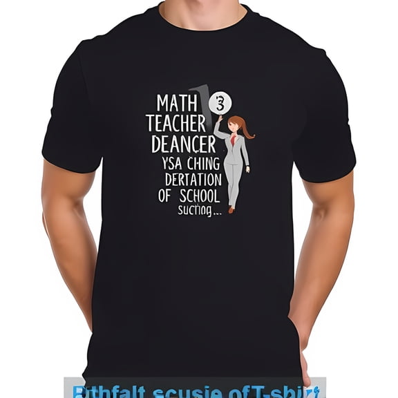 Funny Cotton Short Sleeve T-Shirt for Math Teachers - 'Math Teacher Dancer' with Playful Illustration