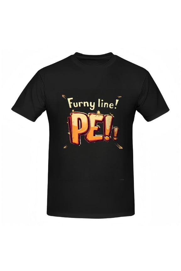 Funny Cotton Short Sleeve T-Shirt for Women - Bold ' Funny line PE ' Design Playful Font Casual Tee Top