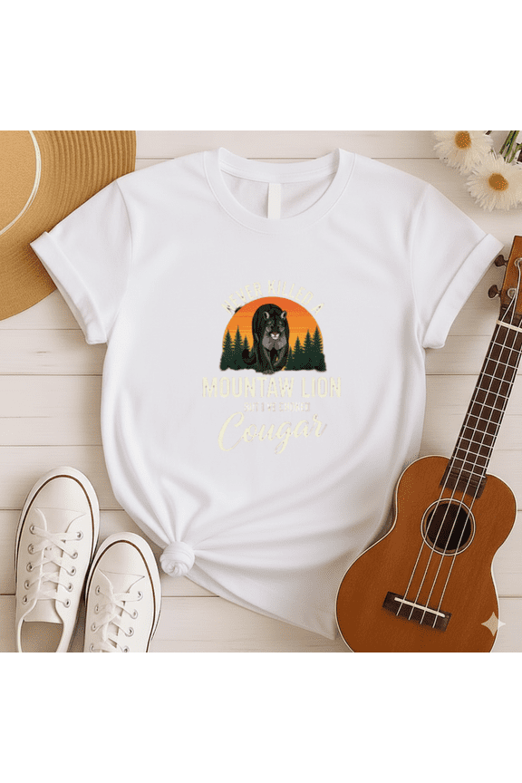 Funny Cougar Mountain Lion Sunset T-shirt, for men & women, S-5XL