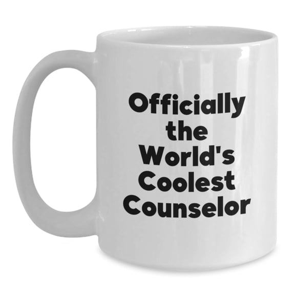 Funny Counselor Gifts from Friends for the Officially The World's Coolest Counselor White Coffee Mug, Christmas Unique Present