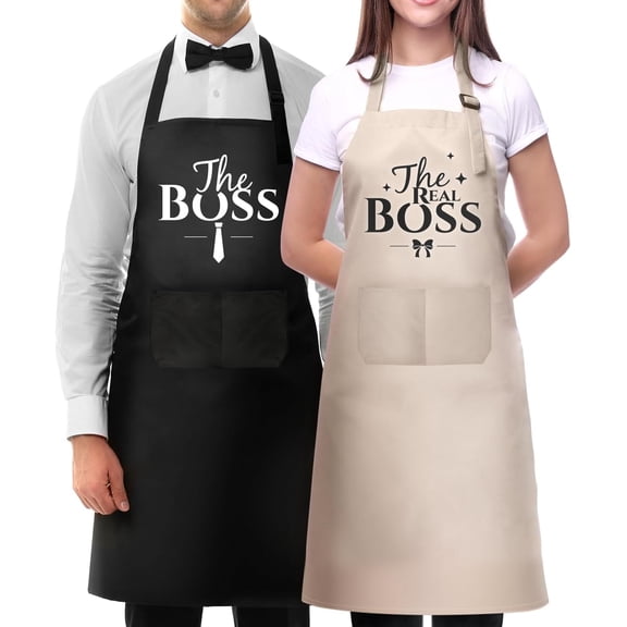 Funny Couple Aprons Set for Cooking-Couple Gifts-Engagement Anniversary Hostess Home Gifts for Couples