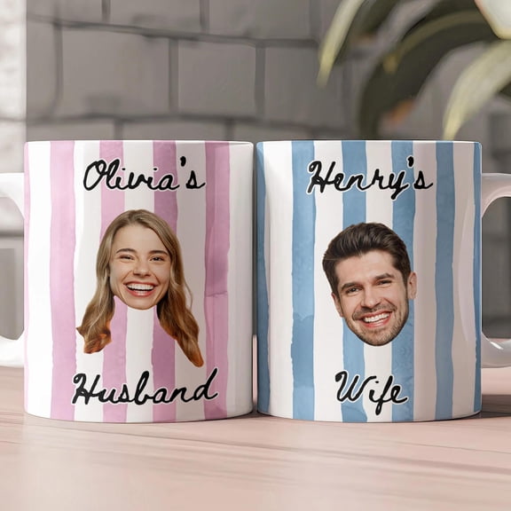 Funny Couple Gift Custom Photo Stripes, Bekilab, 11oz 15oz Mug