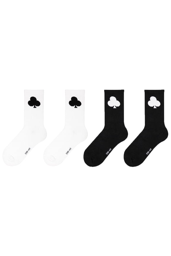 Athletic Cotton Crew Socks, Couple Pattern, Boyfriend Girlfriend Gifts, 2 Pairs