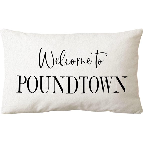 Funny Couple Themed Pillowcase Decorations for Home Wedding Room, Welcome to Poundtown Throw Pillow Cover 12x20, Wedding, Inappropriate Adult Gifts