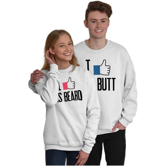 Funny Couples Matching Set Beard Butt Women Crewneck Sweatshirt Brisco Brands X