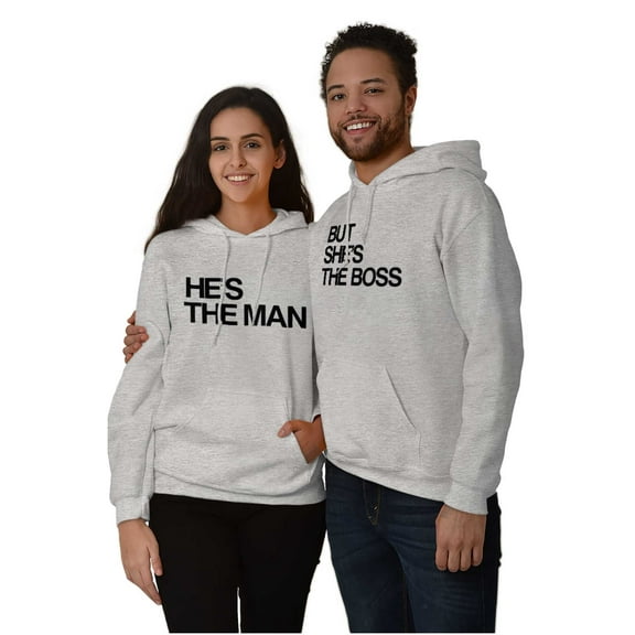 Funny Couples Set She's the Boss Men's Big & Tall Graphic Hoodie Brisco Brands 3X