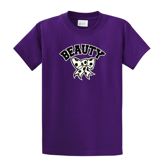 Funny Couples Short Sleeve T-shirt Beauty Bow-Purple-Medium