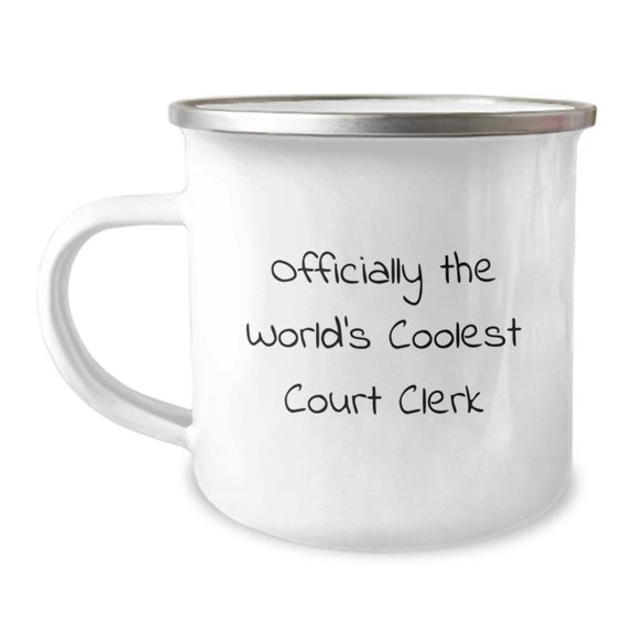 Funny Court Clerk Gifts from Friends - Officially The World's Coolest Court Clerk Inspired Camping Mug for Women, Men, Family, Coworkers, Court Clerks