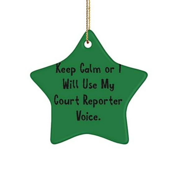 Funny Court Reporter Gifts, Keep Calm or I Will Use My Court Reporter Voice, Surprise Star Ornament for Friends from Friends, Inspirational Court Reporter Gift Ideas, Unique Court Reporter Gifts,