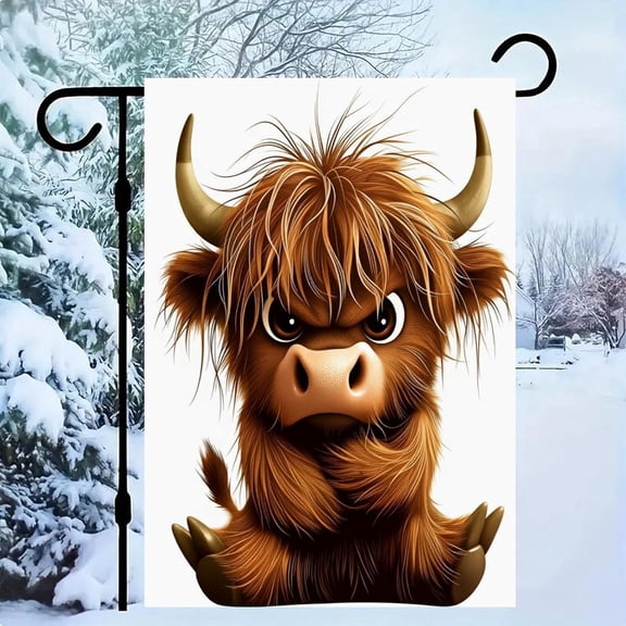 Funny Cow Garden Flag 12x18 Inch - Small Vertical Burlap Yard Flags, Rustic Farmhouse Outdoor Decor for Lawn Patio Porch