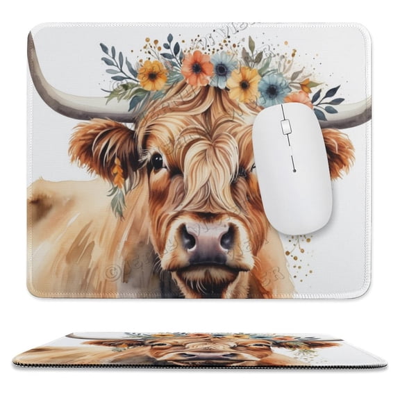 Funny Cow Mouse Pad, Small Mouse Pads for Desk, Mini Travel Mousepad for Work Wireless Computer Laptop, Office Desk Accessories, Stitched Edge 10"x12"