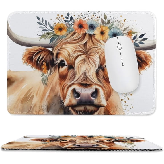 Funny Cow Mouse Pad, Small Mouse Pads for Desk, Mini Travel Mousepad for Work Wireless Computer Laptop, Office Desk Accessories, Stitched Edge 8"x10"