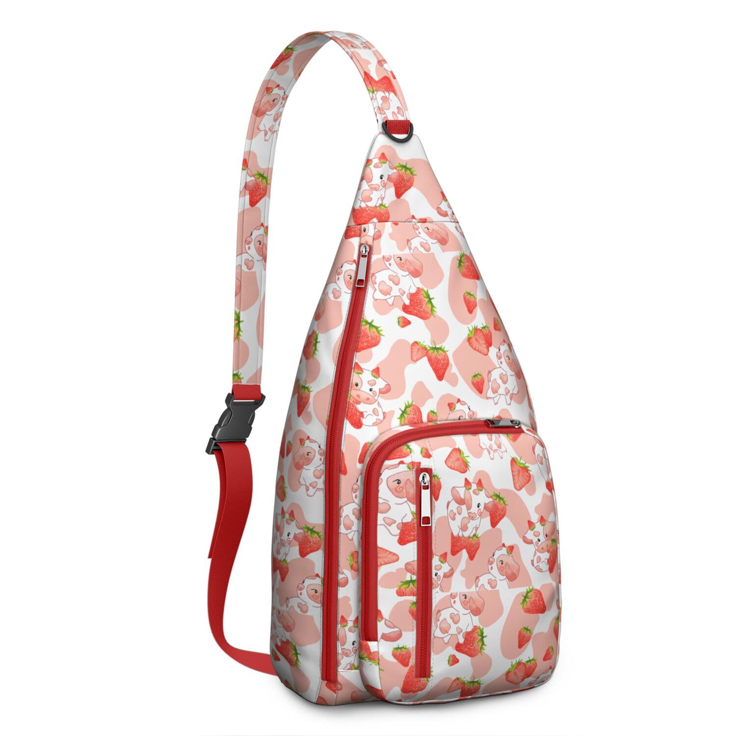 Funny Cow Pattern Sling Bag - Farmhouse Canvas Crossbody Pack for Women/Men, Small Shoulder Backpack (Buffalo & Bull Print, Rustic Cow Lovers Gift, Durable Daypack)