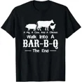 thumbnail image 1 of Funny Cow Pig Chicken BBQ Joke Graphic T-Shirt for Grill Master Men Women, 1 of 6