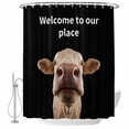 thumbnail image 1 of Funny Cow Shower Curtain, Waterproof Shower Curtains for Bathroom, Welcome To OUR Place Modern Retro Washable Fabric Bathtub Curtain Set Bath Decor with 12 Hooks 48"x72", 1 of 8