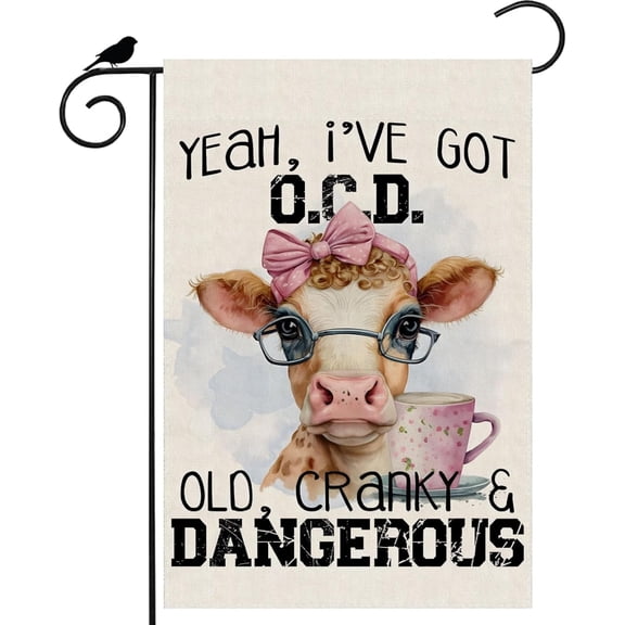 Funny Cow Slogan Garden Flag 12x18 Inch Double Sided Small Outdoor Yard Decoration