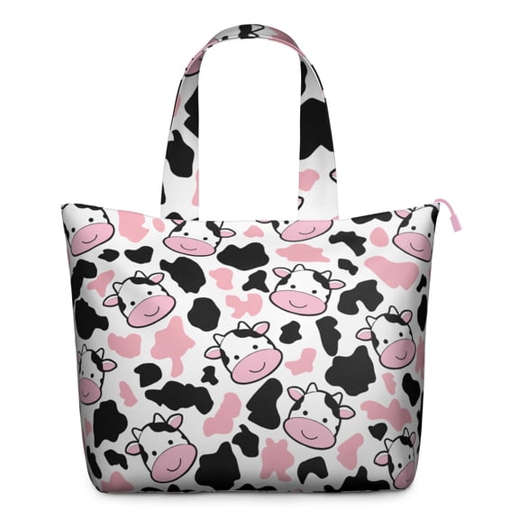 Funny Cow Travel Duffel, Bull Print Pattern Weekender Tote Bag, Highland Cow Design Lightweight Multipurpose Carry-on